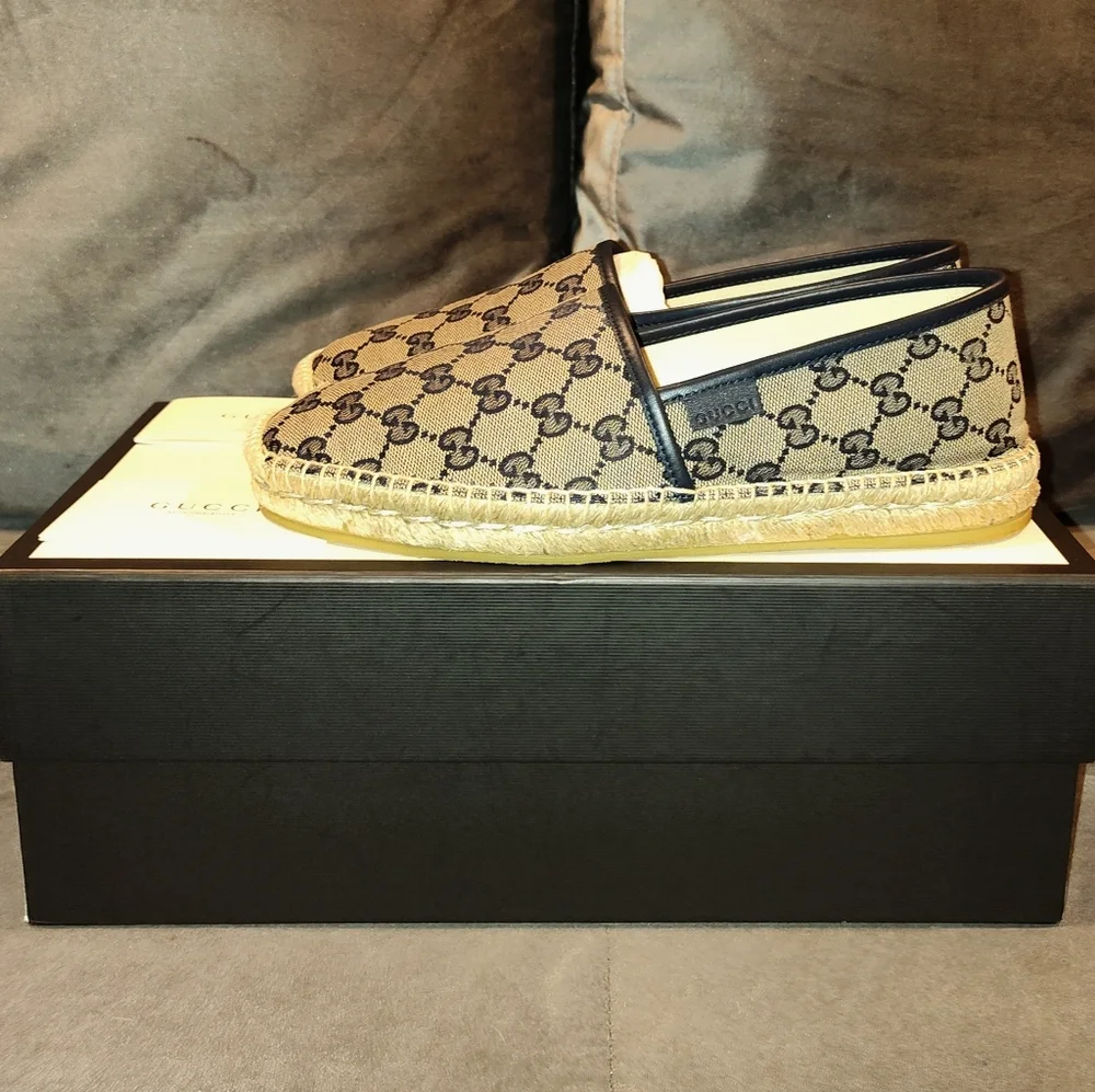 EUC GUCCI MEN'S GG CANVAS ESPADRILLES SIZE 7